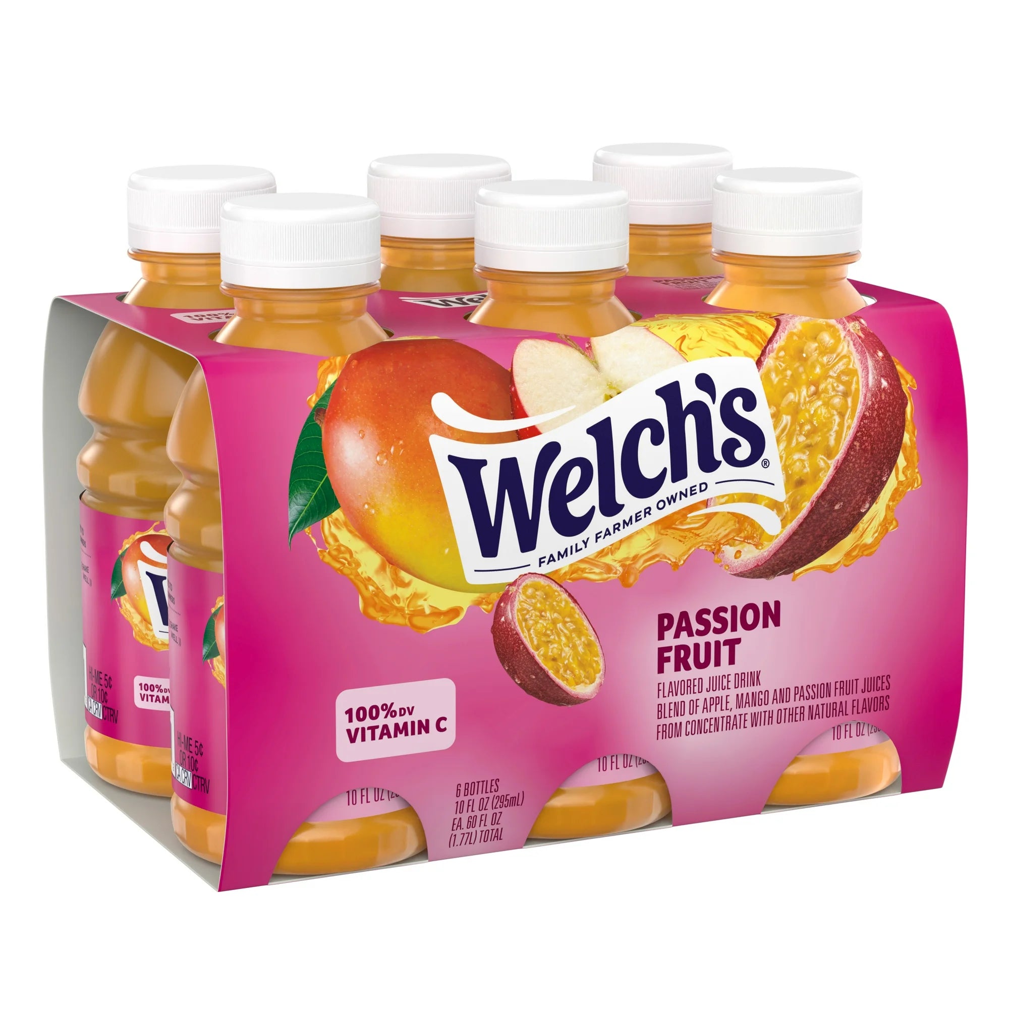 Welch's Passion Fruit Juice Drink, 10 fl oz On-the-Go Bottle (Pack of 6)