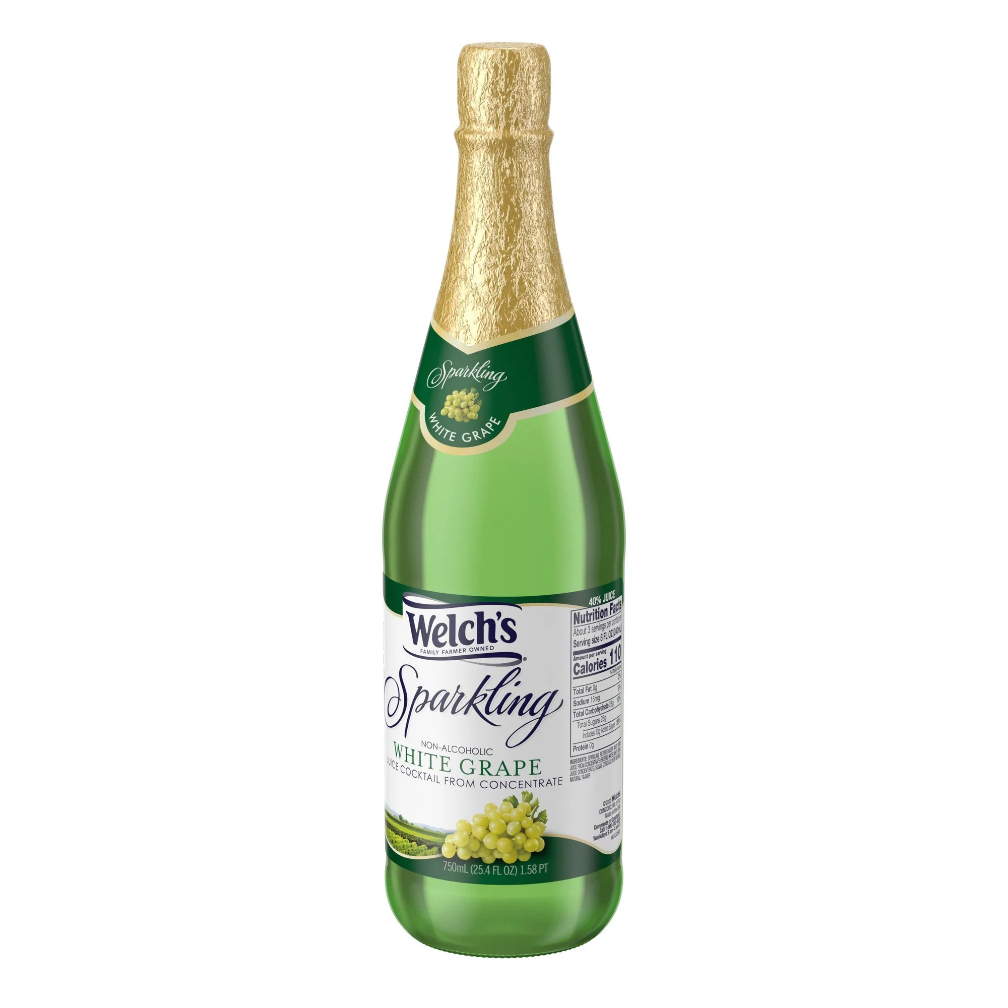 Welch's Non-Alcoholic Sparkling Juice Cocktail, White Grape, 25.4 fl oz Glass Bottle