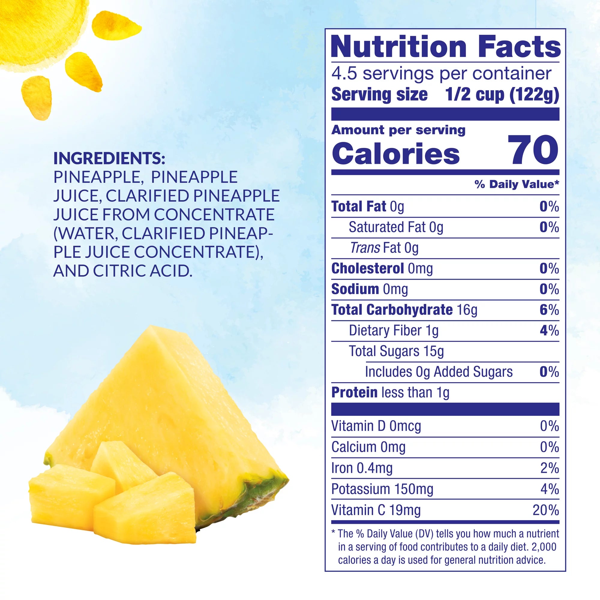 Dole Pineapple Chunks in 100% Pineapple Juice, 20 oz Can