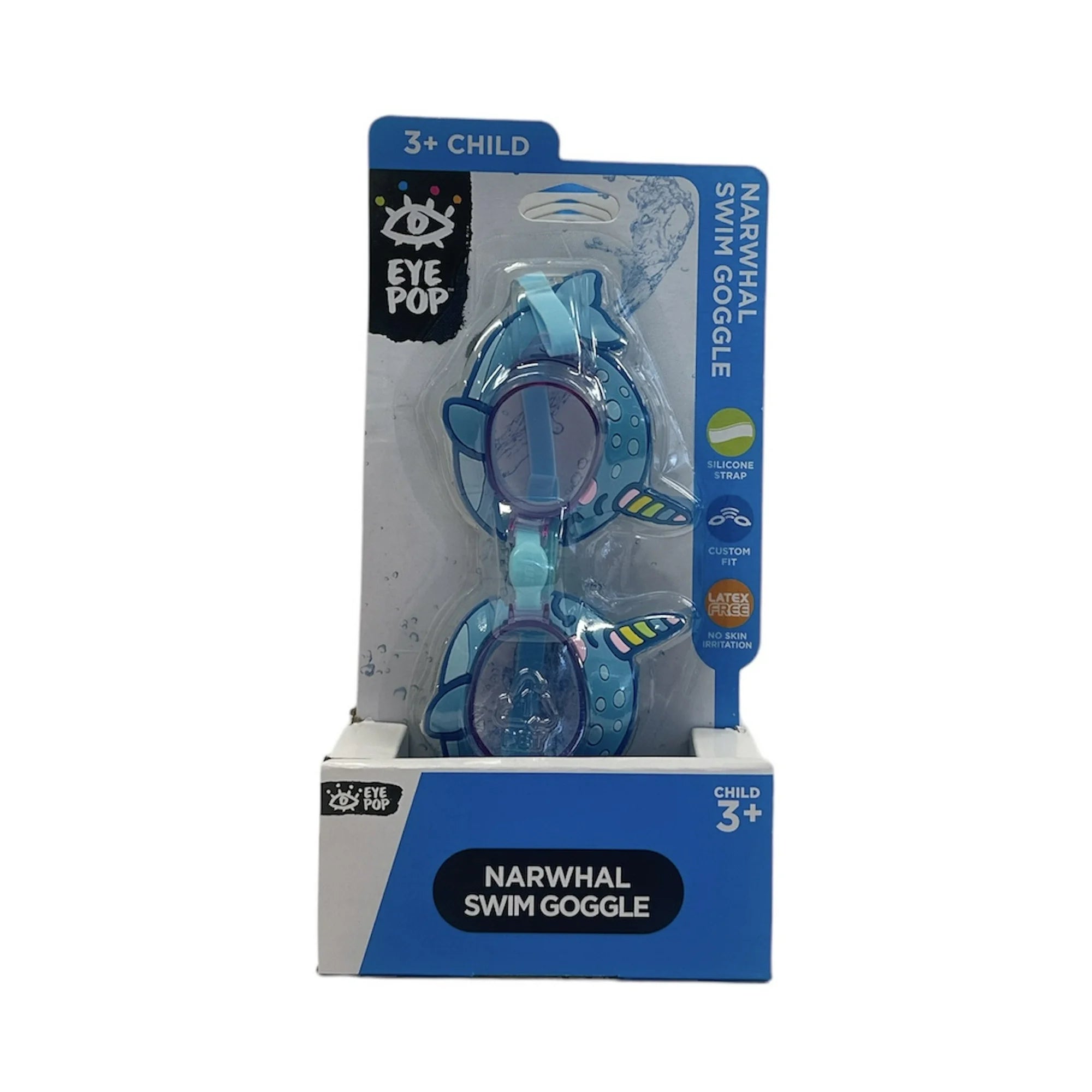 Eye Pop Blue Narwhal Swim Goggle for Children, Unisex