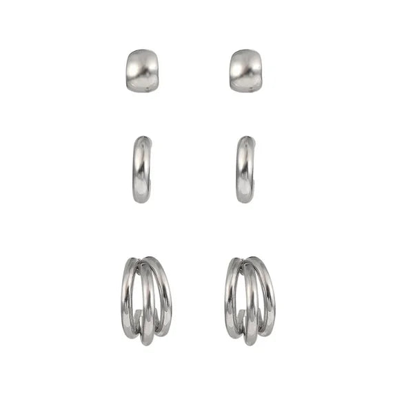 Time and Tru Women’s Silver-Tone Hoop Earrings Set – 5 Pairs 
