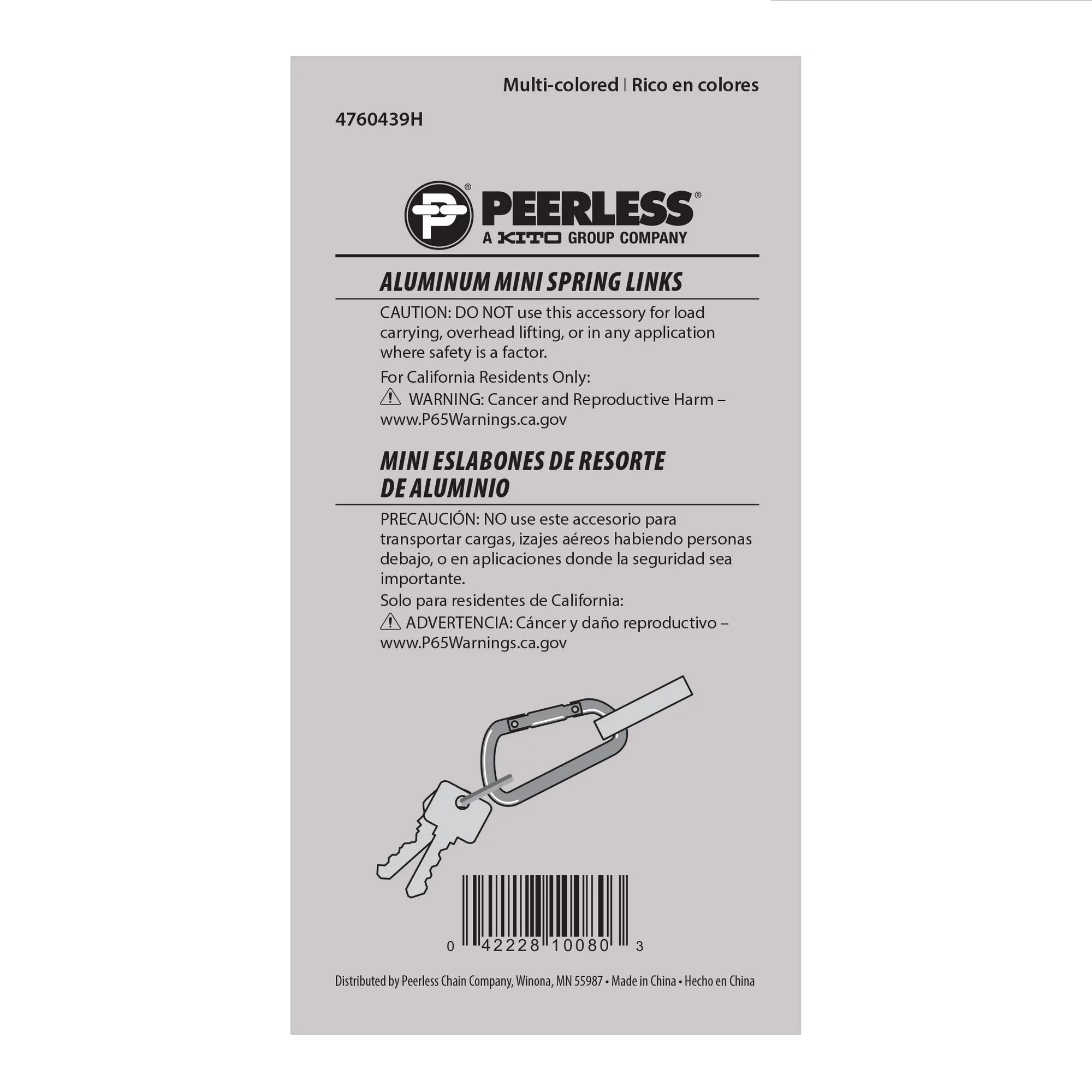 Multicolor Aluminum Mini Spring Links, 4 Pack, Peerless Chain Company