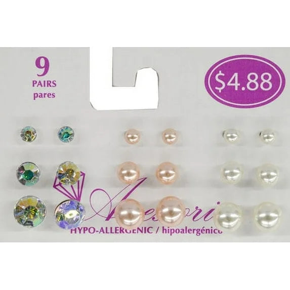 Time and Tru EB Essentials 9ON Pearl AB On-Ear Earrings