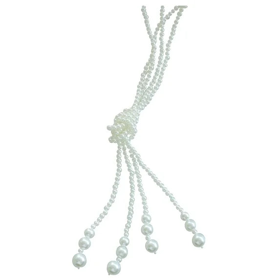 Time and Tru Women’s Faux Pearl Tassel Necklace – Adjustable Knot 