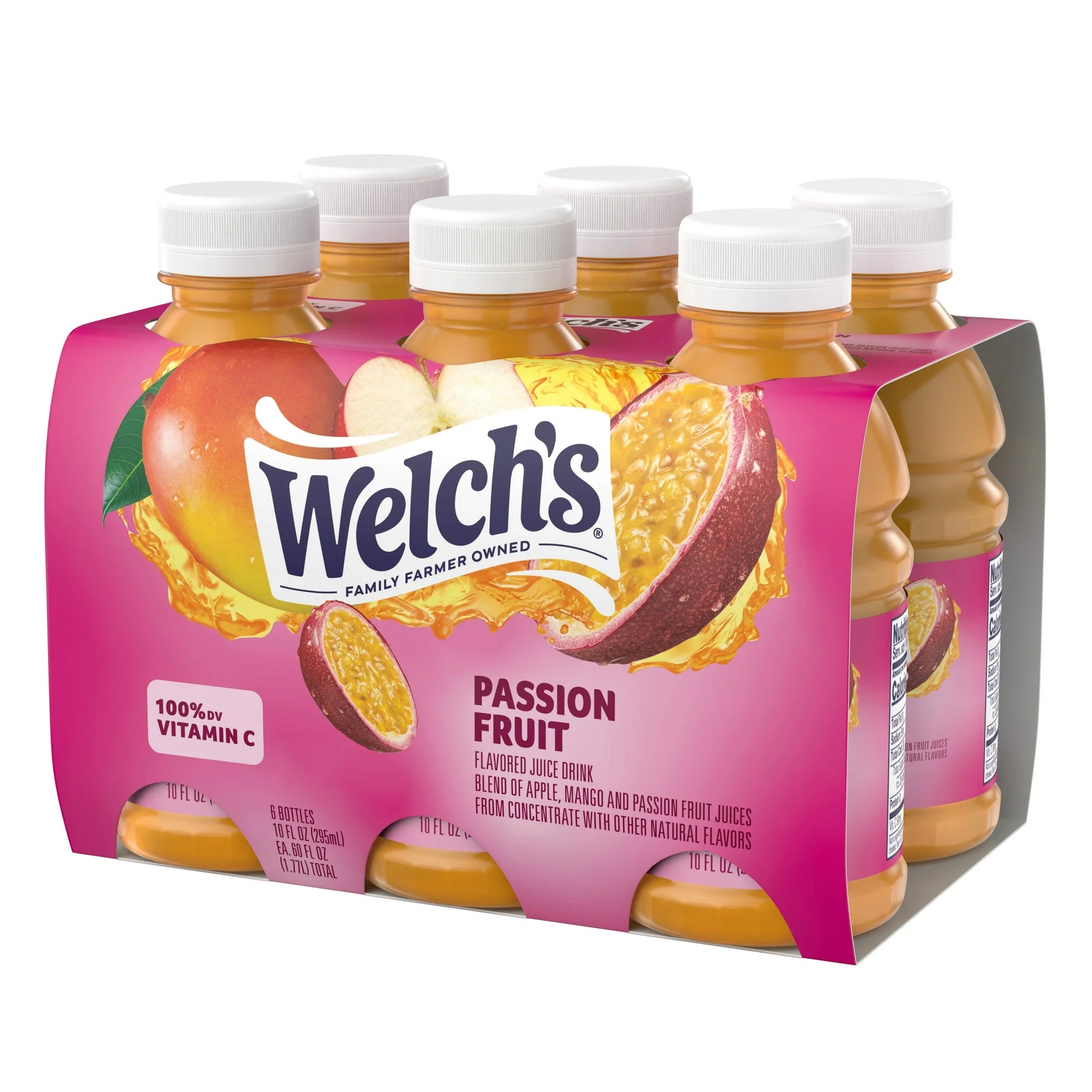 Welch's Passion Fruit Juice Drink, 10 fl oz On-the-Go Bottle (Pack of 6)