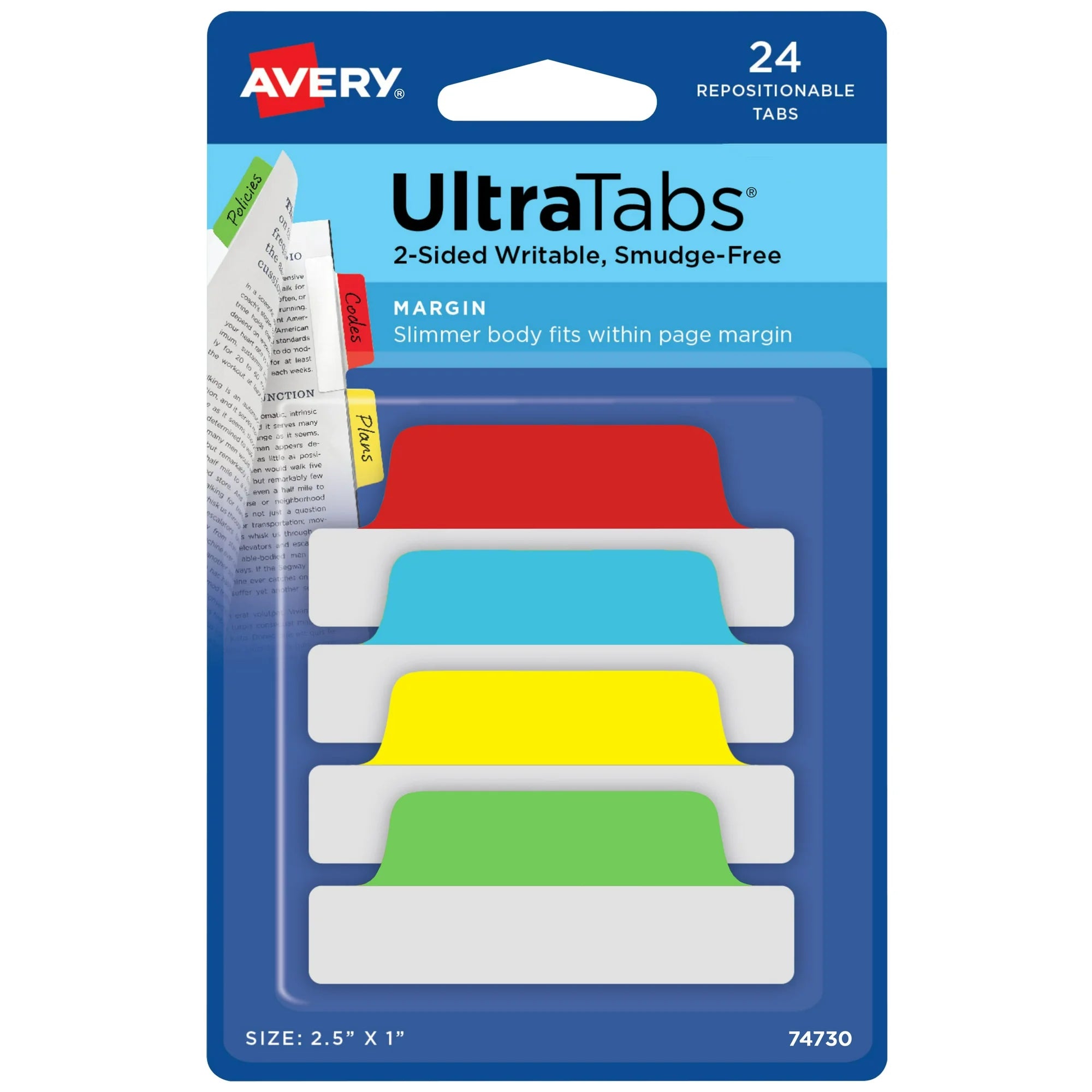 Avery Ultratabs: Bright, Removable, 24 tabs