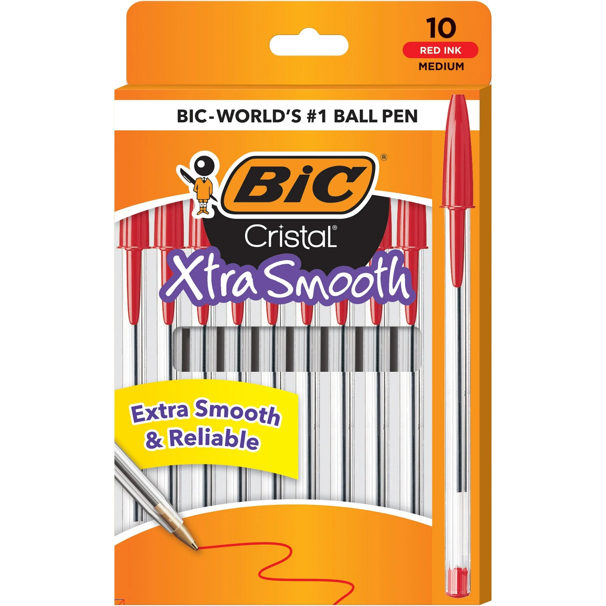 BIC Cristal Red Ballpoint Pens, Pack of 10