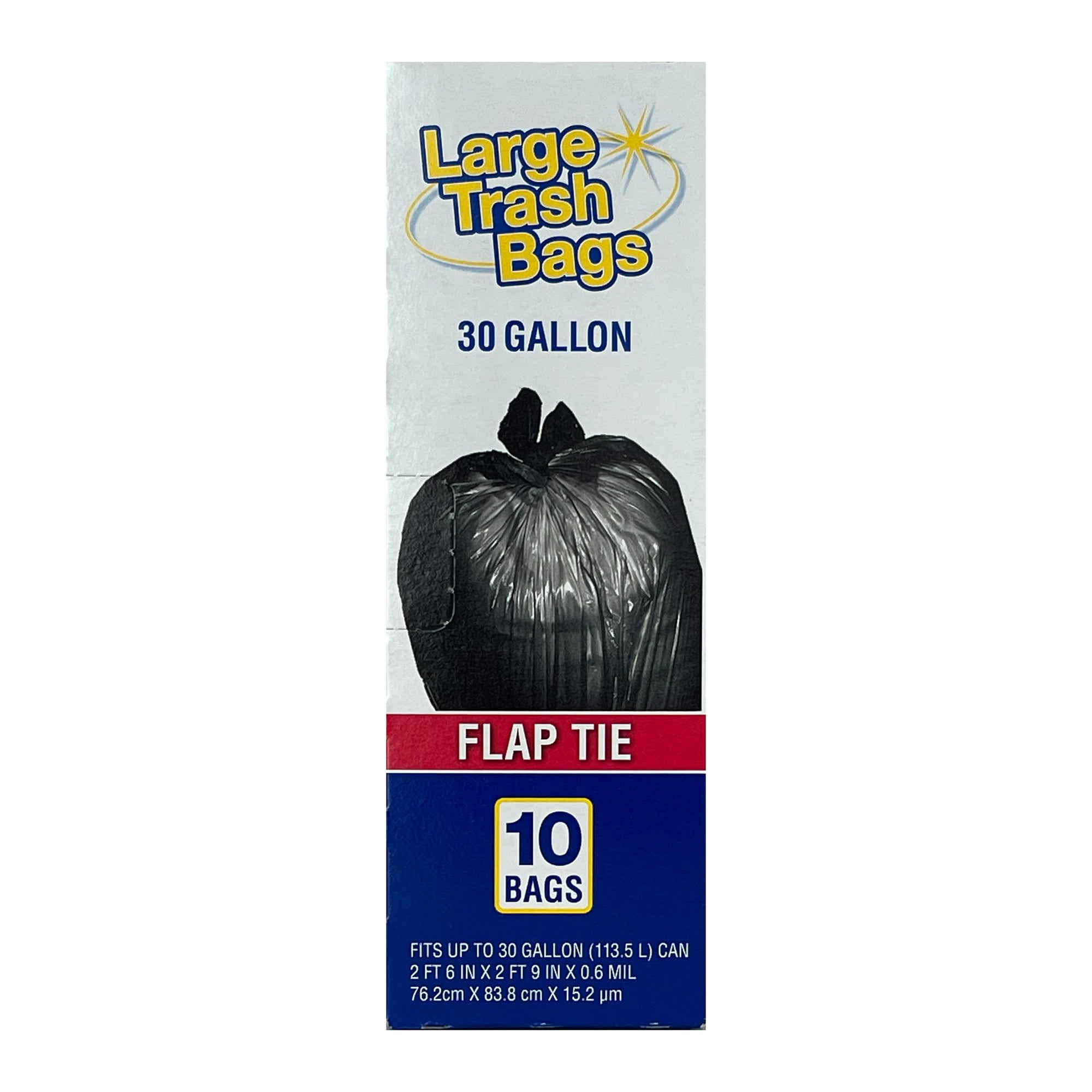 Basic 30 Gallon Flap Tie Trash Bags (10 Pack)