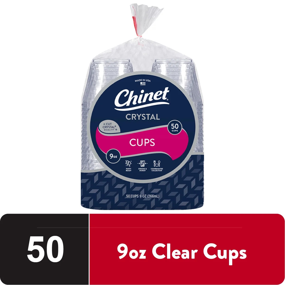 Chinet Crystal Clear Plastic Cups , 9 oz 