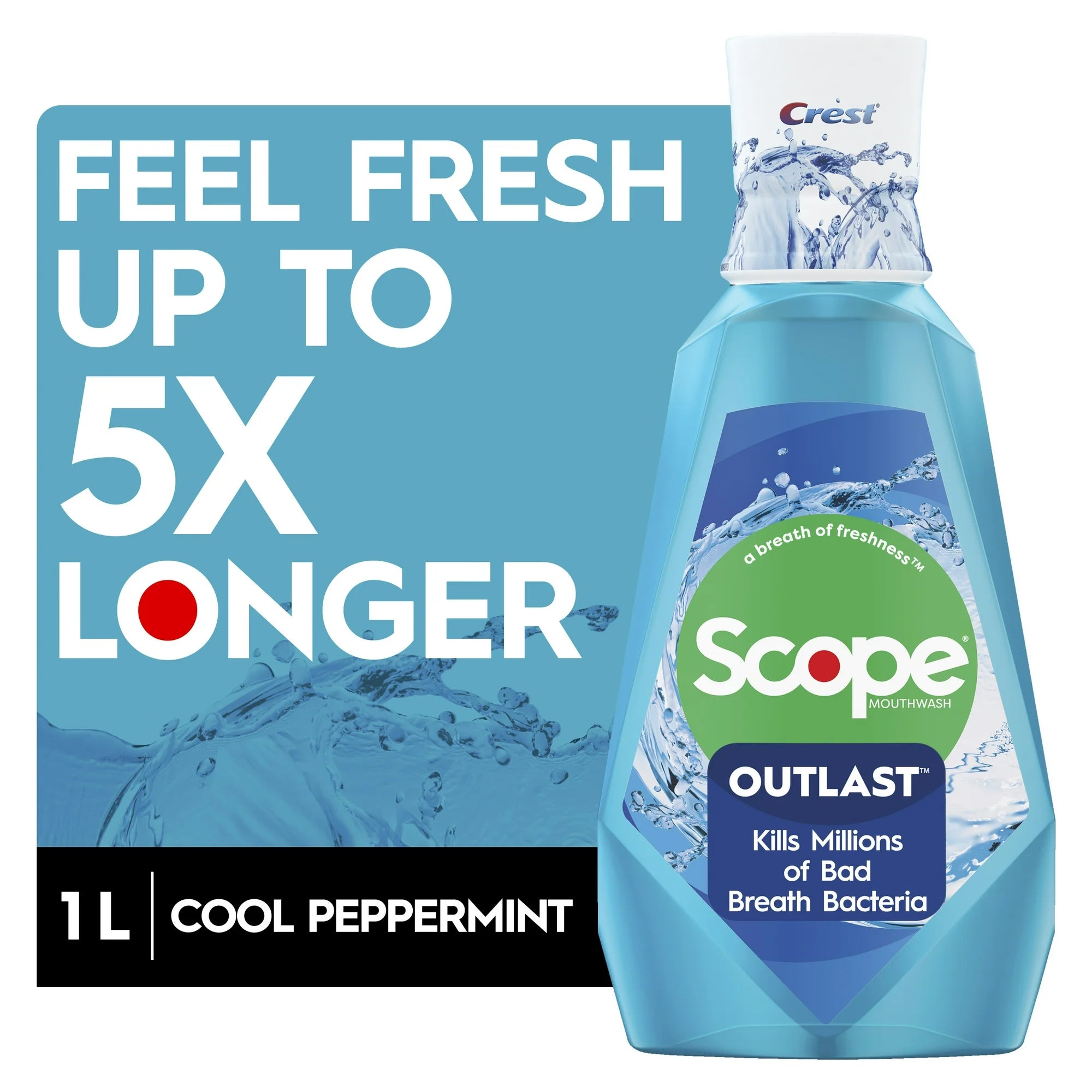 Crest Scope Outlast Mouthwash, Cool Peppermint