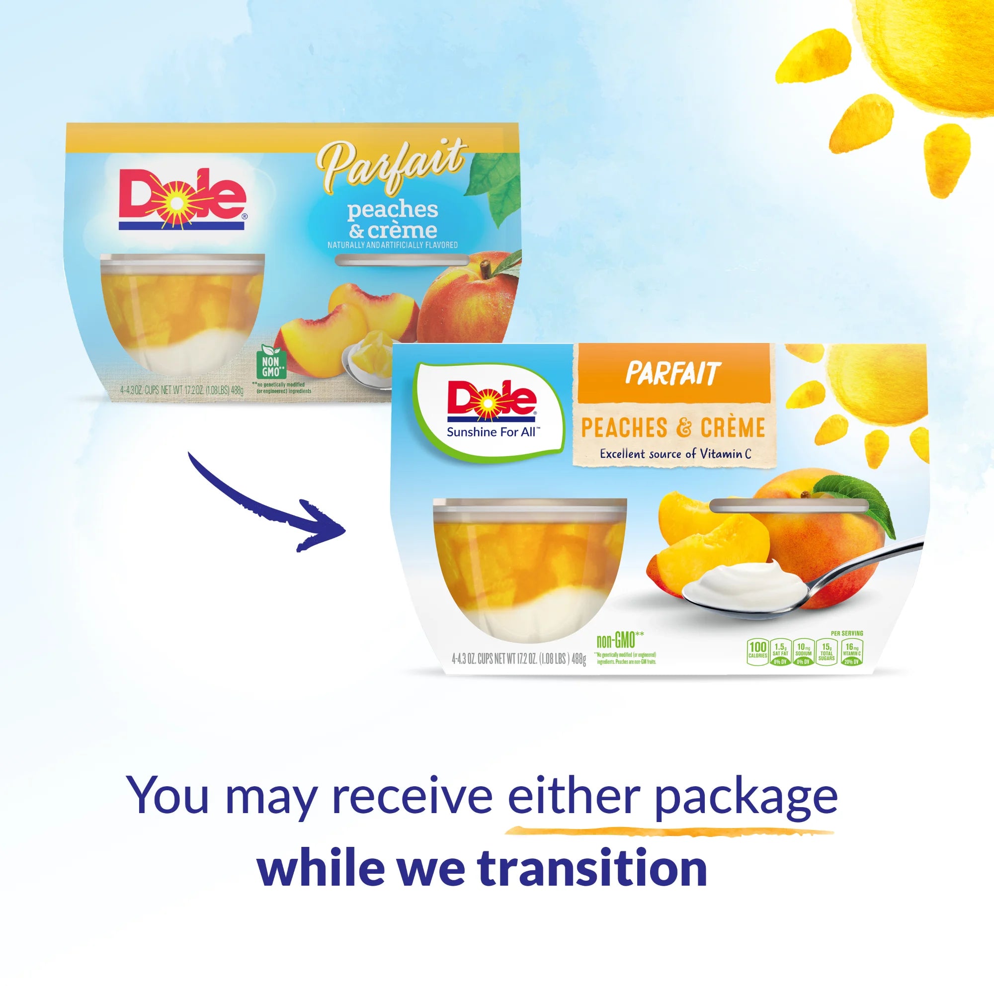 Dole Fruit Bowls Peaches and Creme Parfait, 4.3 oz (4 Cups)