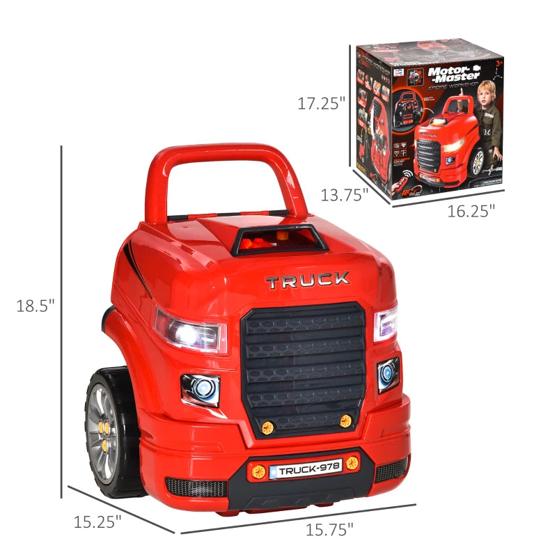 Red Mechanic Kids Truck Engine Toy Set