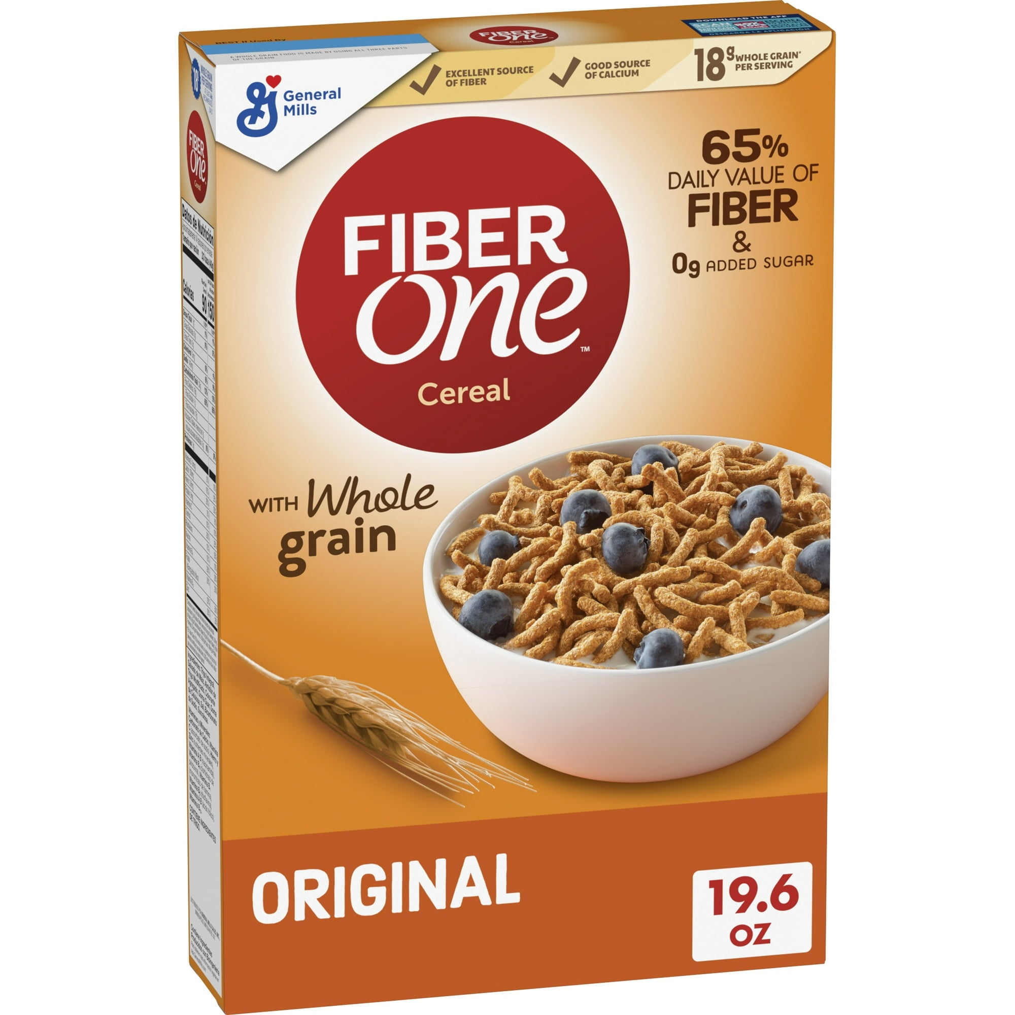 Fiber One Original Bran Cereal High Fiber, Whole Grain, 19.6 oz