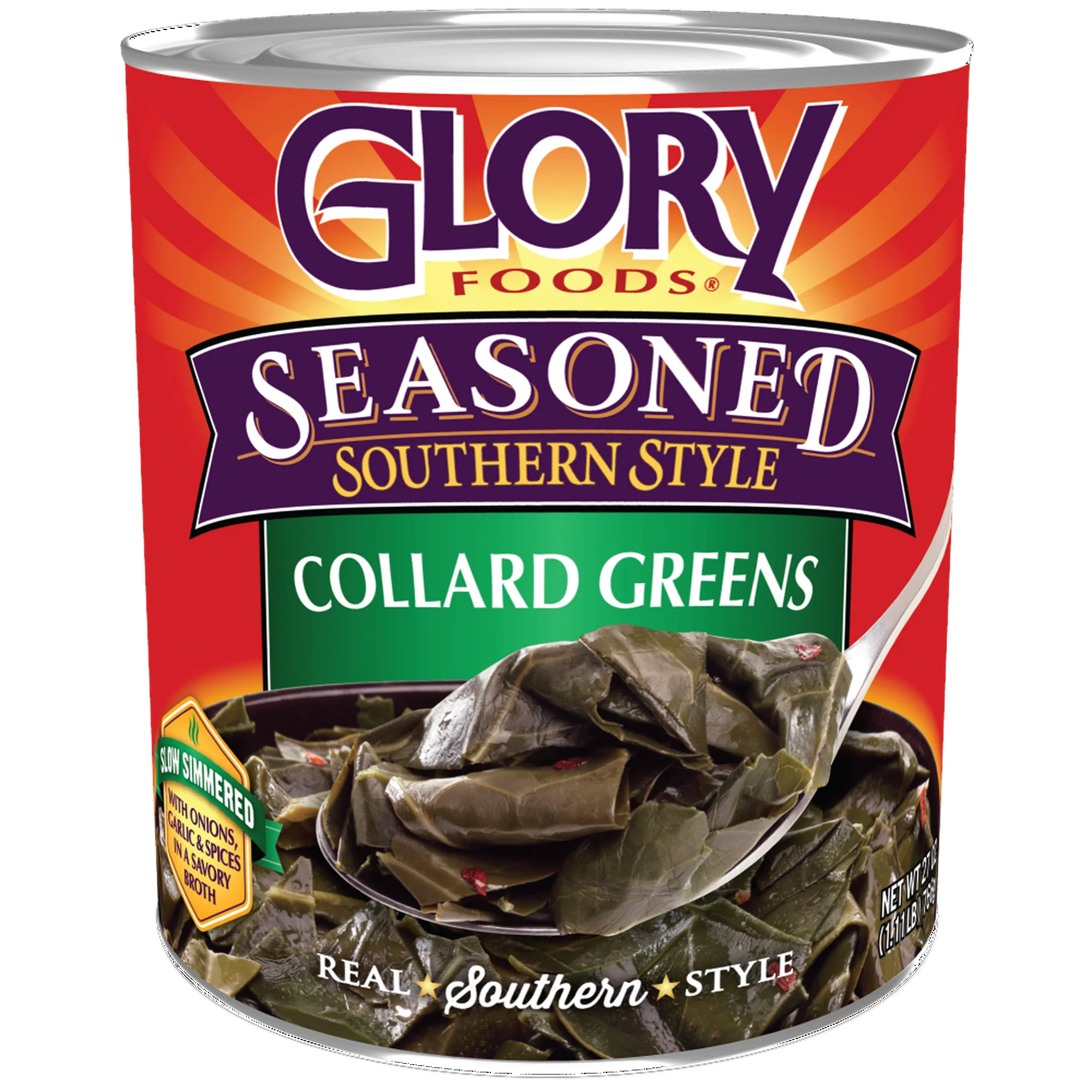 Glory Foods Canned Seasoned Collard Greens, 27 oz Can