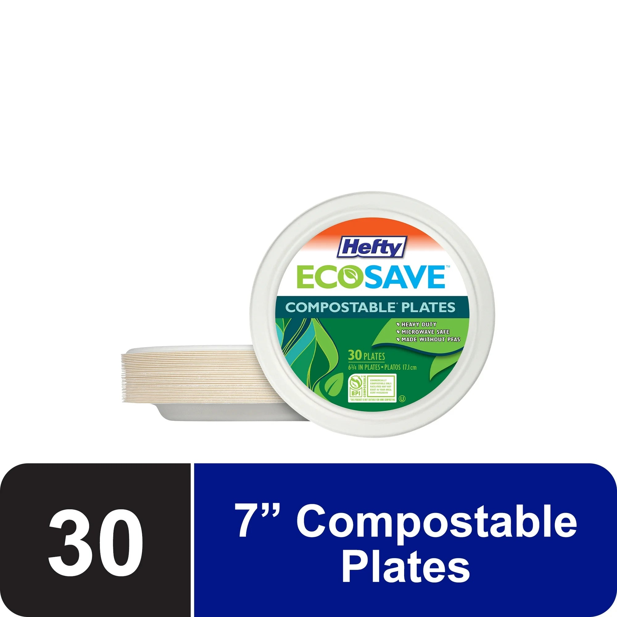 Hefty Compostable Plates 6.75", 30 ct