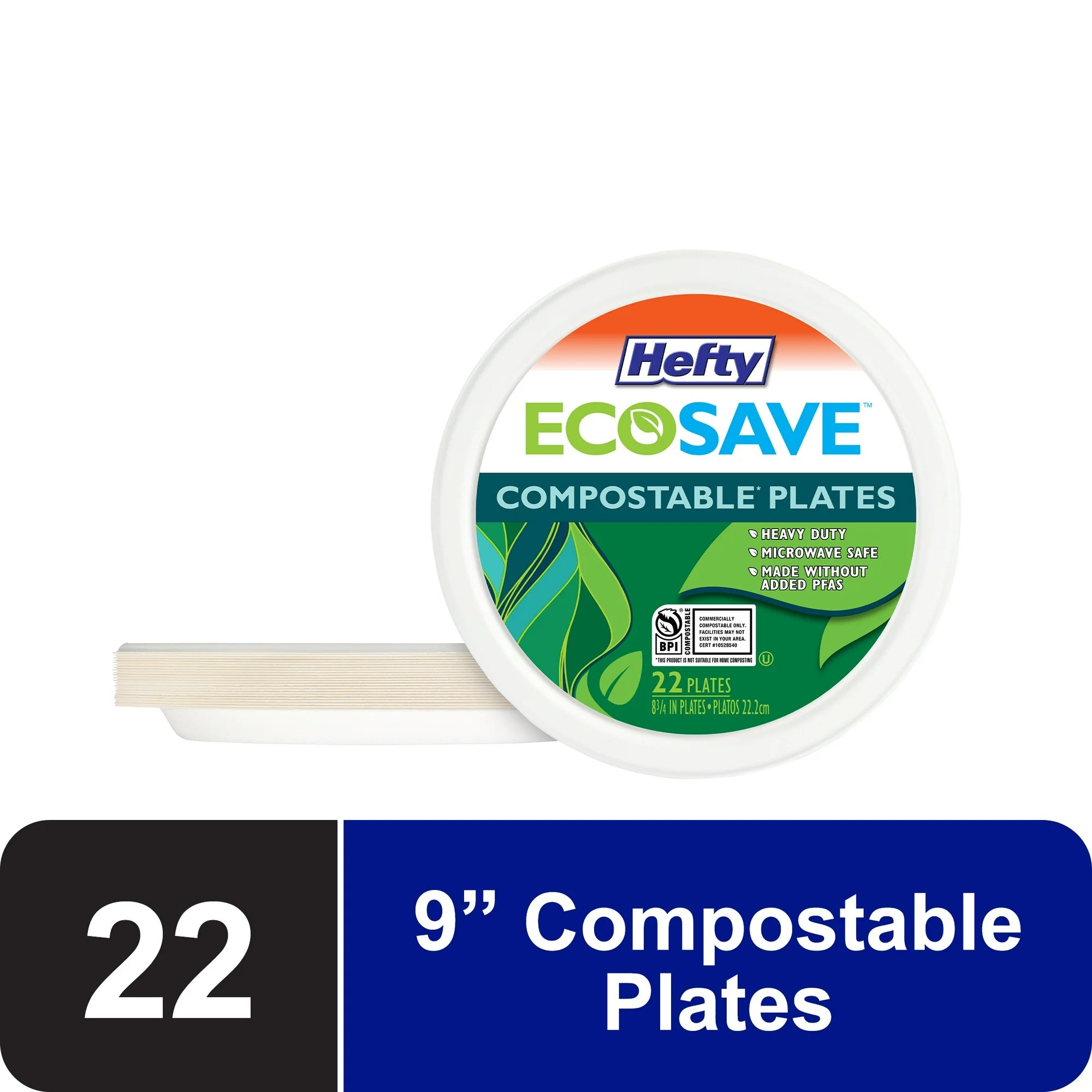 Hefty ECOSAVE Compostable Paper Plates