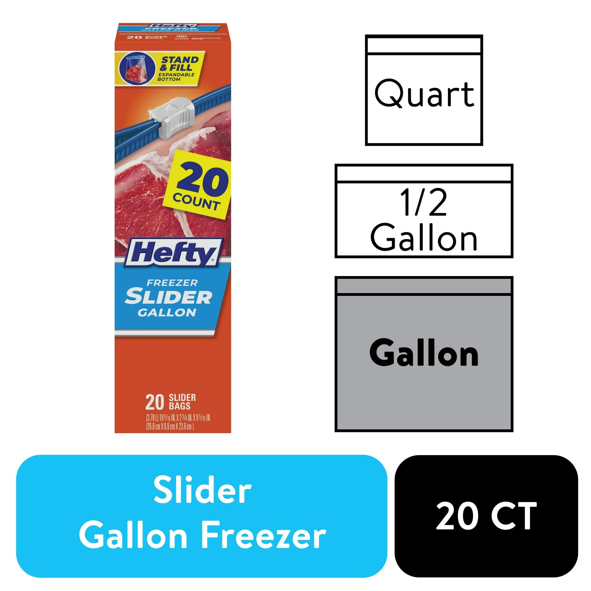 Hefty Slider Freezer Storage Bags, Gallon Size