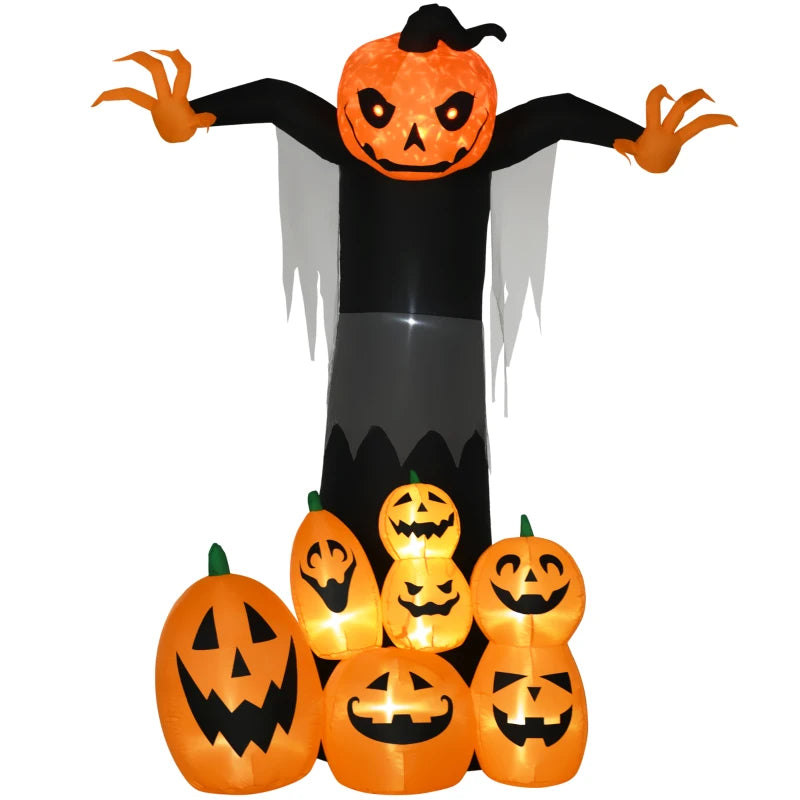 HOMCOM 9ft Halloween Inflatables Pumpkin Ghost 