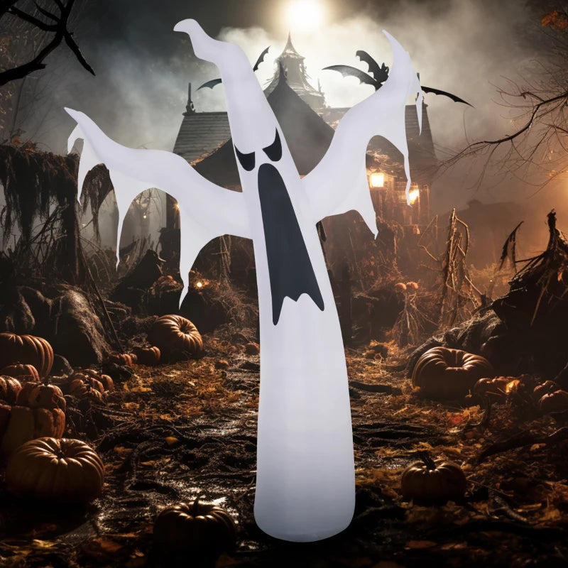 HOMCOM 6' Tall Halloween Inflatables Outdoor Decorations White Ghost, Light Up Blow Up Yard Decor with LED Light and Fan Indoor Outdoor for Garden, Lawn, Party, Holiday