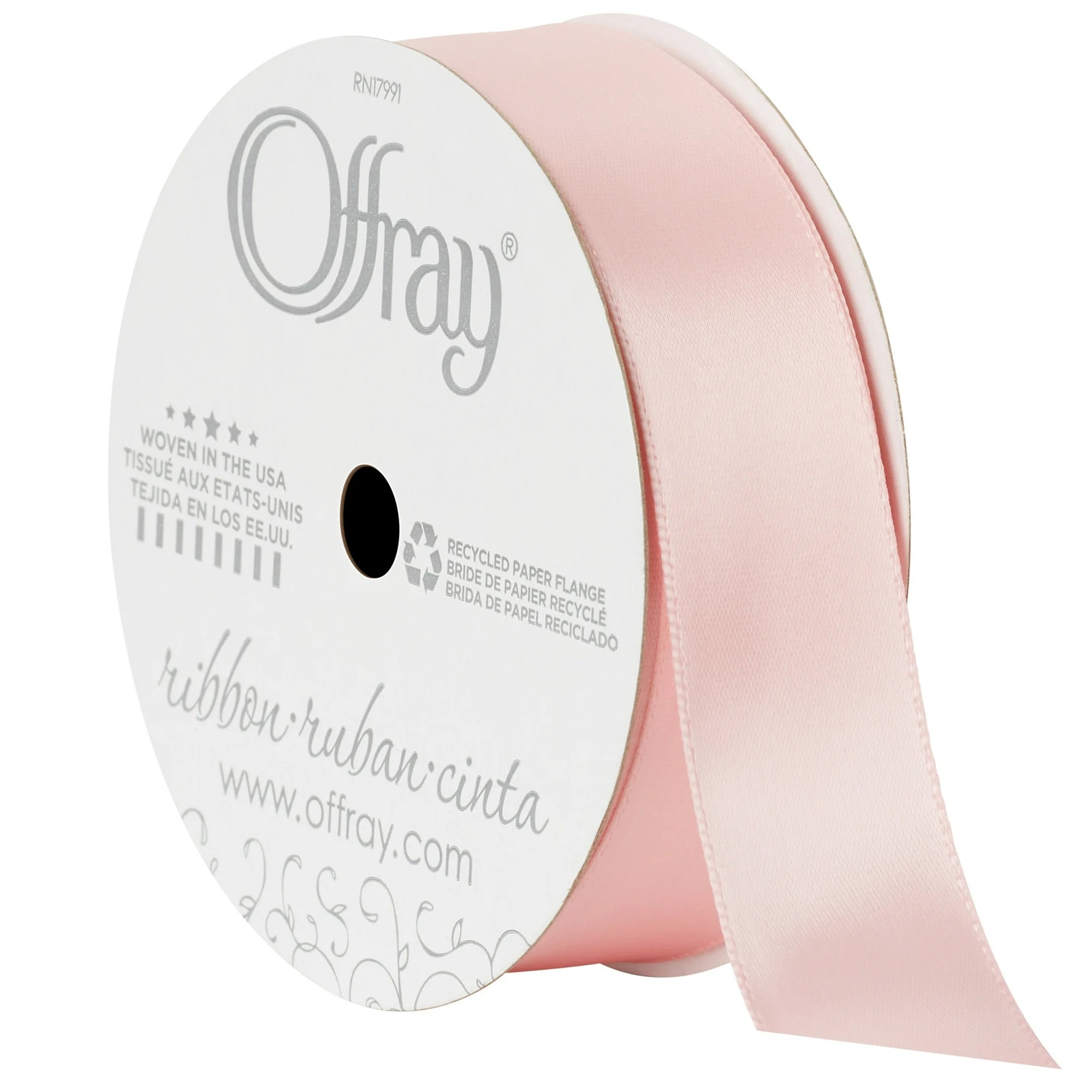 Offray 7/8" Carnation Pink Satin Ribbon ,18 feet