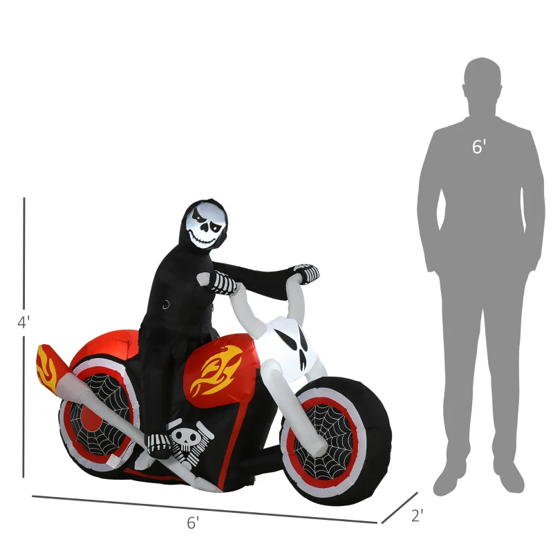 HOMCOM Halloween Inflatable Grim Ghost Biker