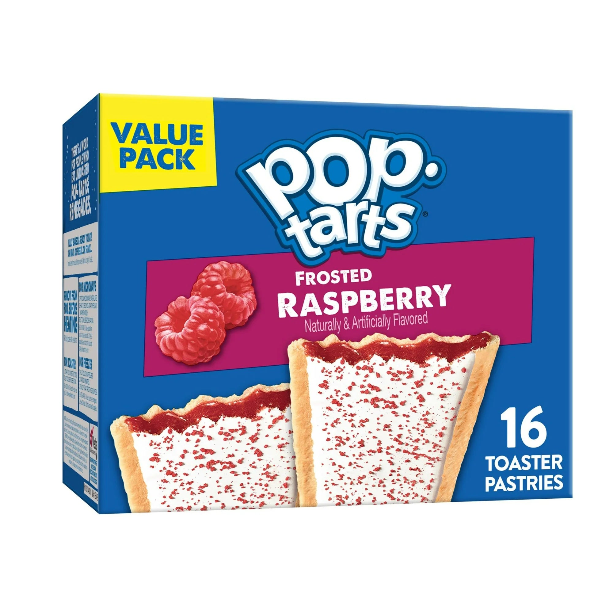 Pop-Tarts Frosted Raspberry Toaster Pastries, Shelf-Stable, Ready-to-Eat, Instant, 16 Count Box