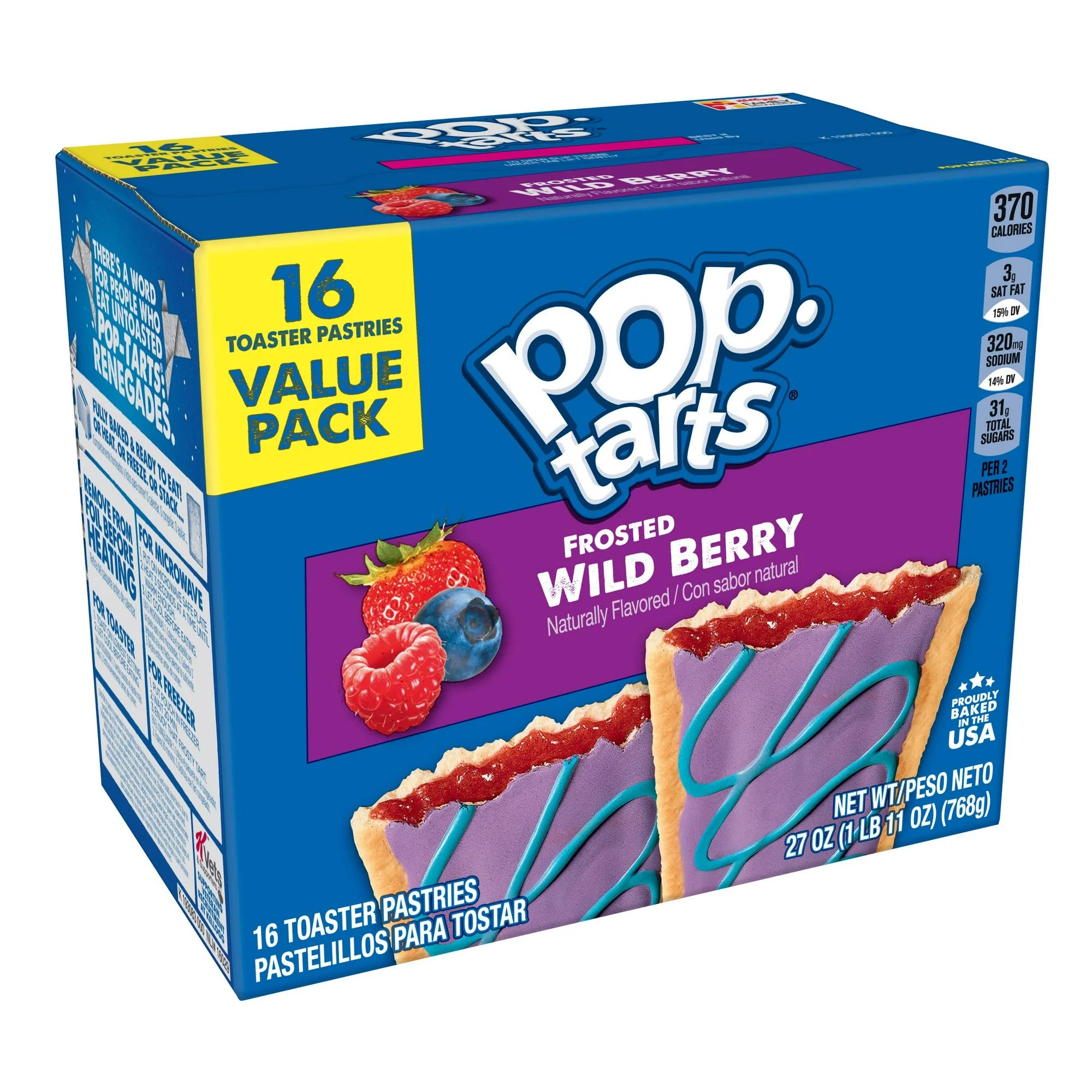 Pop-Tarts Frosted Wild Berry Toaster Pastries 16 Count Box