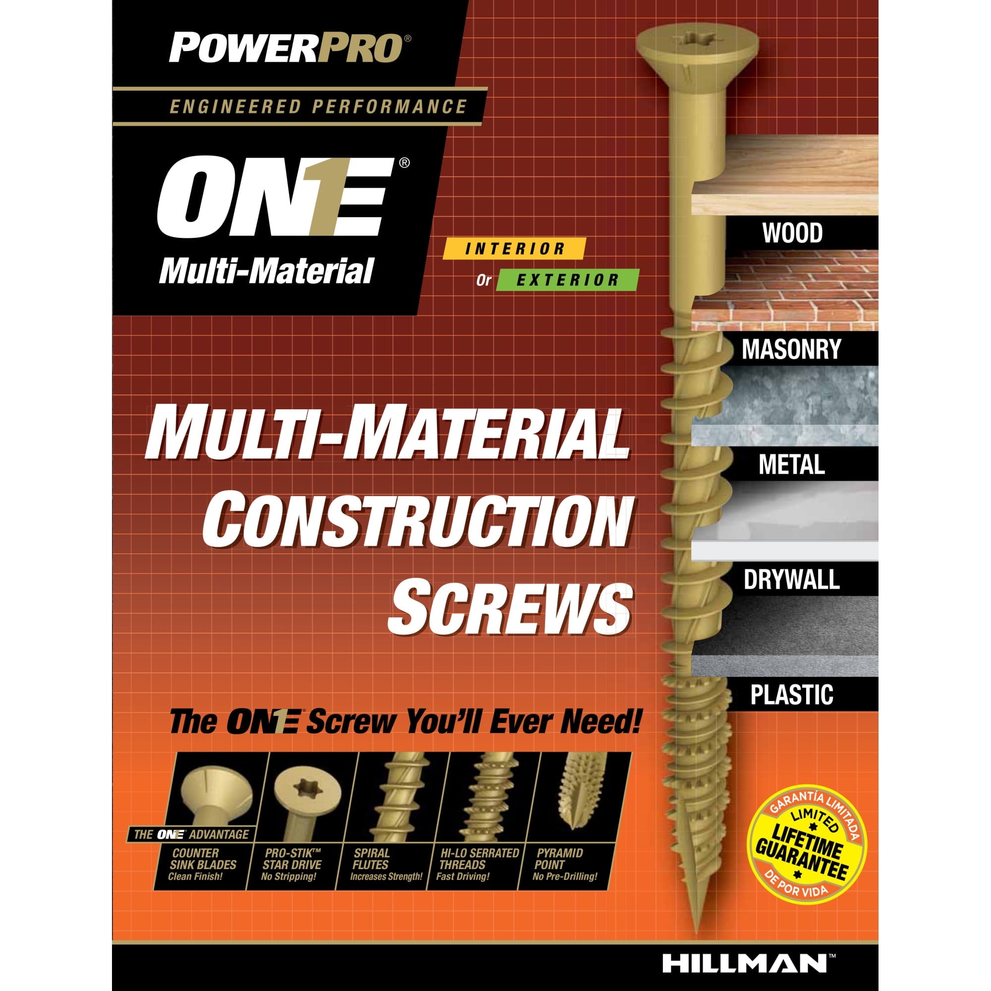 Power Pro One Interior Flat Head Screws (#8 x 1-1/2") - 17 Pieces