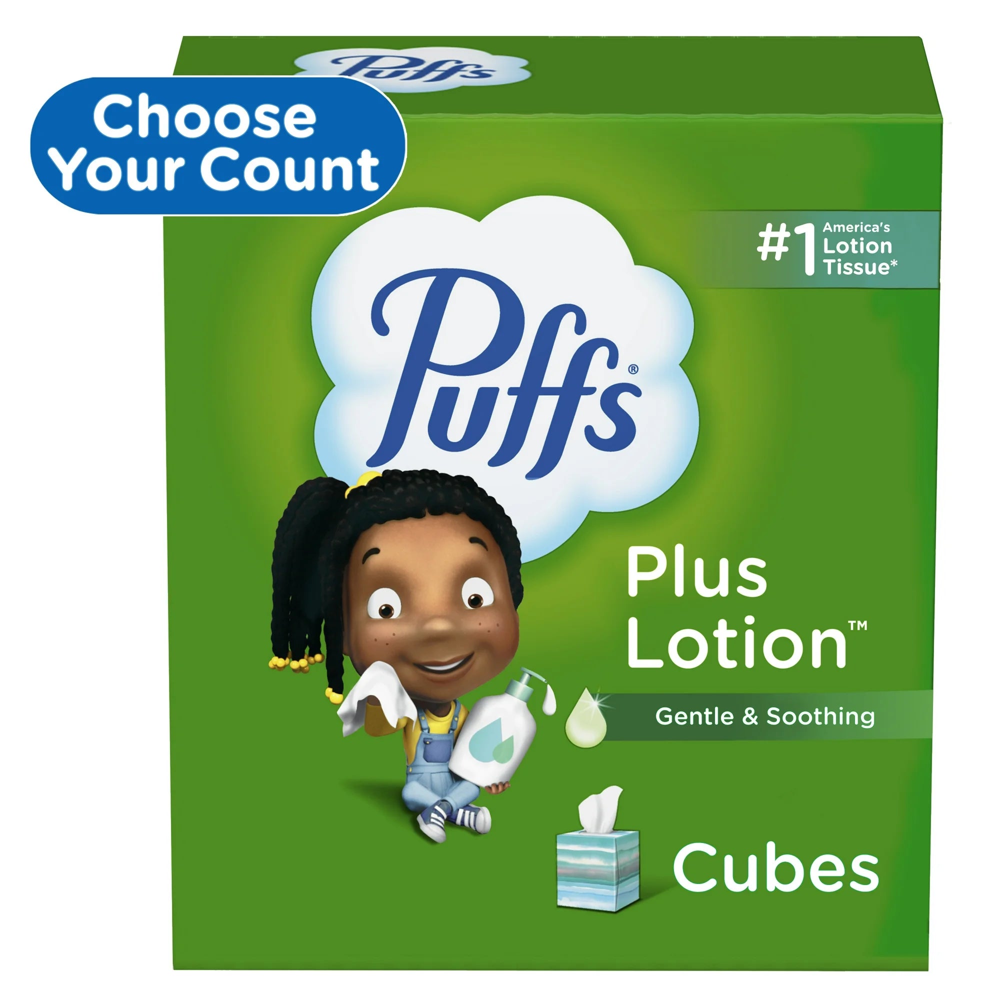 Puffs Plus Lotion Facial Tissues - 4 Mega Cube Boxes