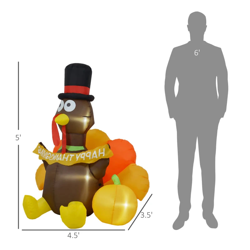 HOMCOM 5ft Inflatable Thanksgiving Turkey