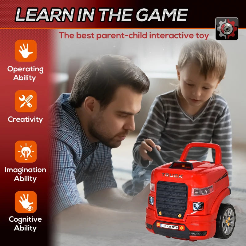 Red Mechanic Kids Truck Engine Toy Set