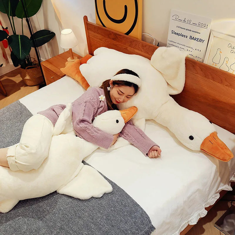 Cute Big White Goose Plush Toy: Kawaii Duck Sleep Pillow