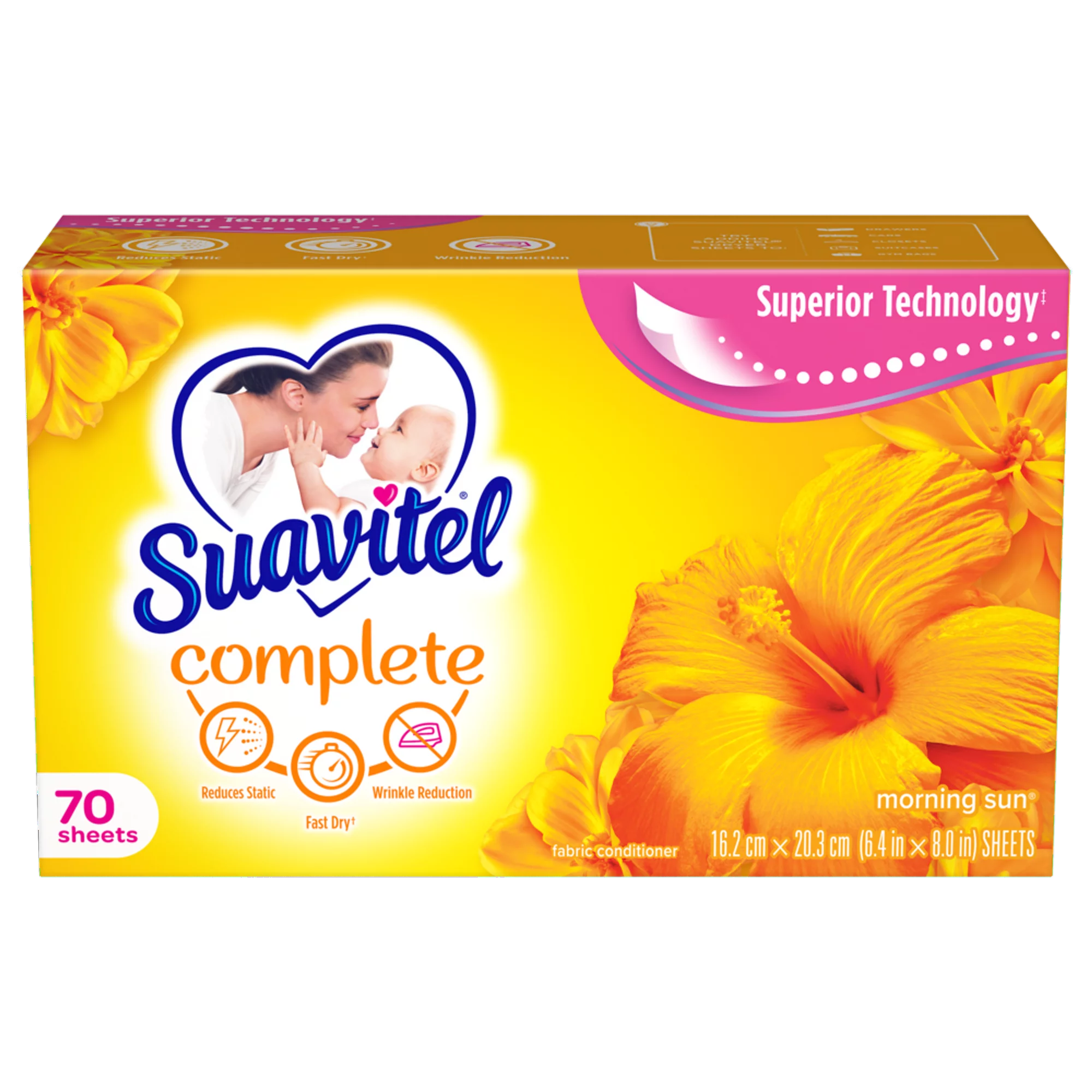 Suavitel Complete Dryer Sheets, Morning Sun 70 Count