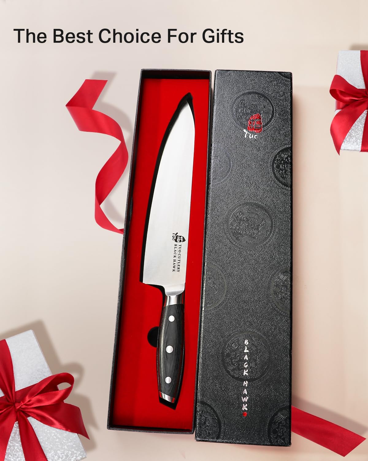 10" Chefs Knife with Gift Box Black HAWK Mak Persona