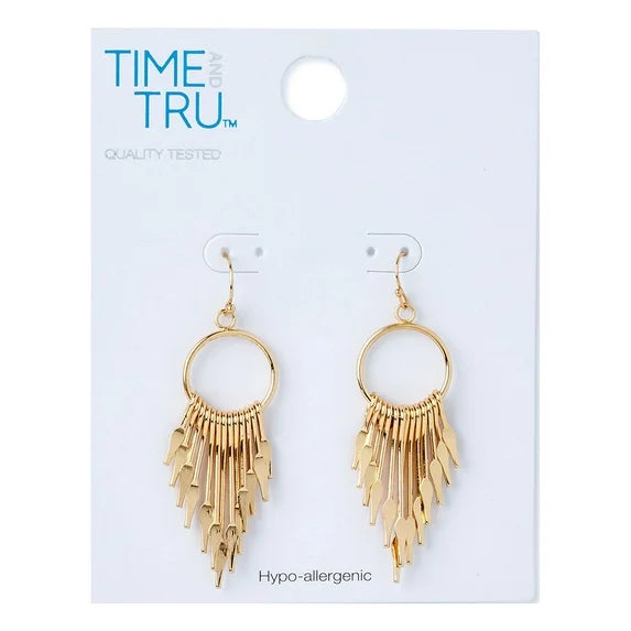 Time and Tru Layered Dangle Gold Earrings 