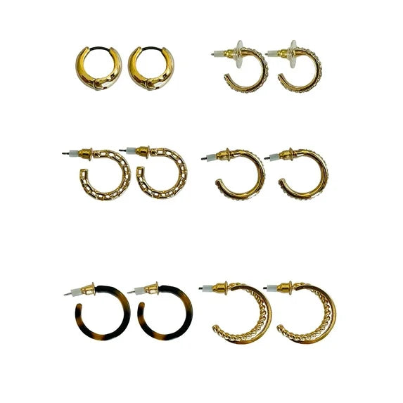 Time and Tru Women’s Gold-Plated Stud Earrings – 6-Pack