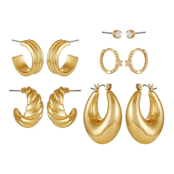 Time and Tru Women’s Gold Tone Multi Earring Set 