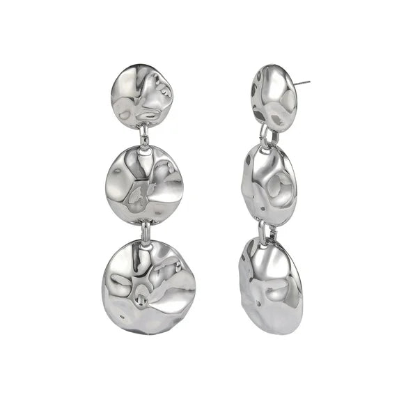 Time and Tru Women’s Silver‑Tone Wavy Triple‑Drop Earrings 