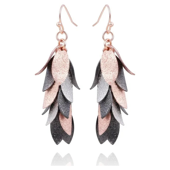 Time and Tru Women’s Tri-Tone Leaf Drop Earrings 