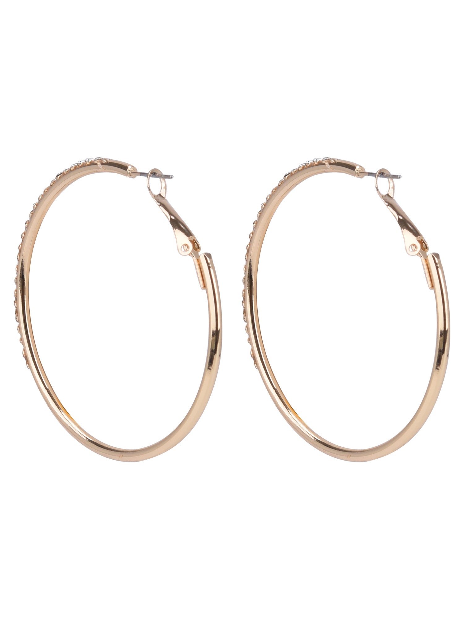 Adult Women's Gold Tone Crystal Hoop Metal Earring