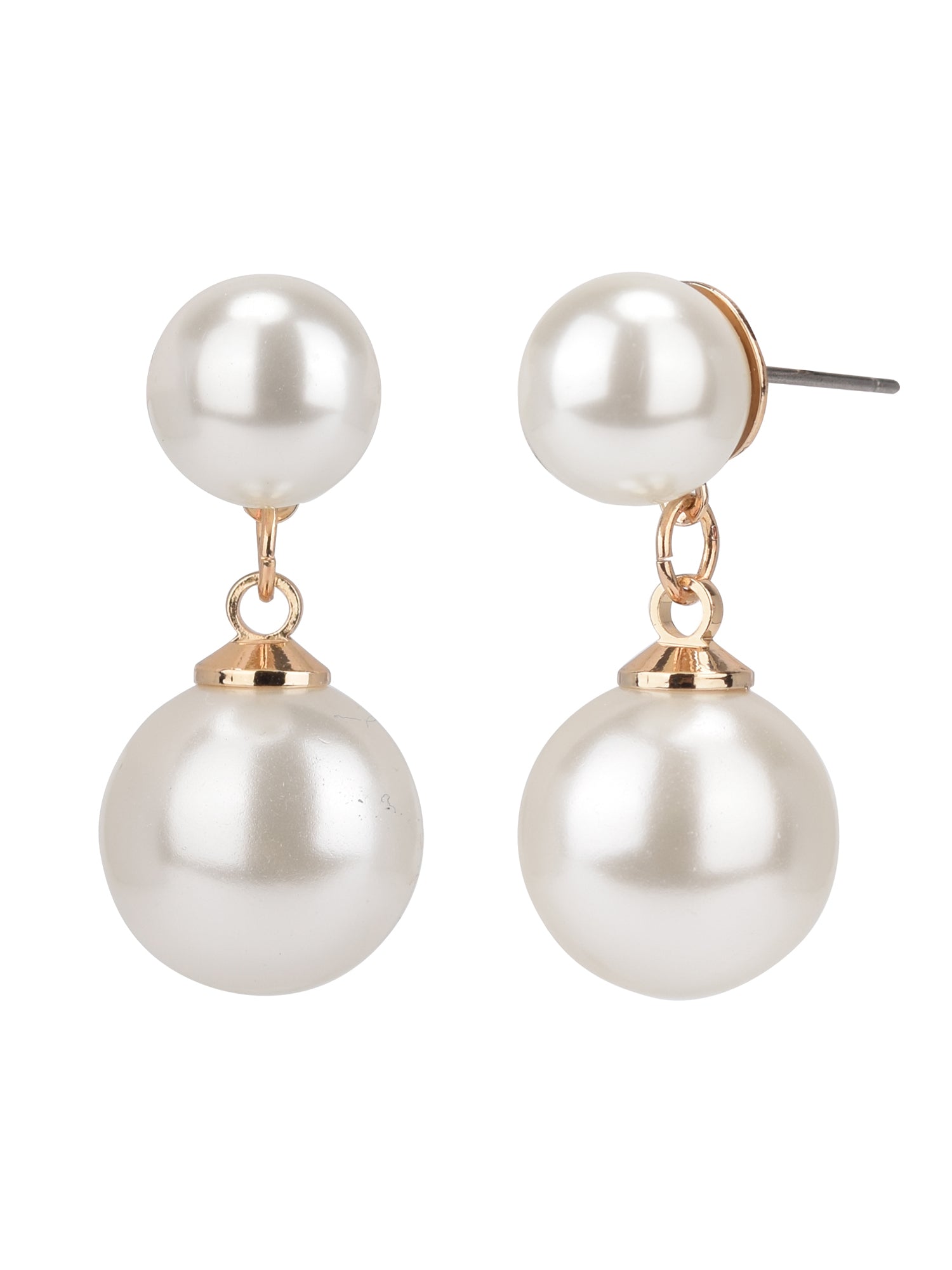 Adult Women's Gold Tone Faux Pearl Drop Metal Earring