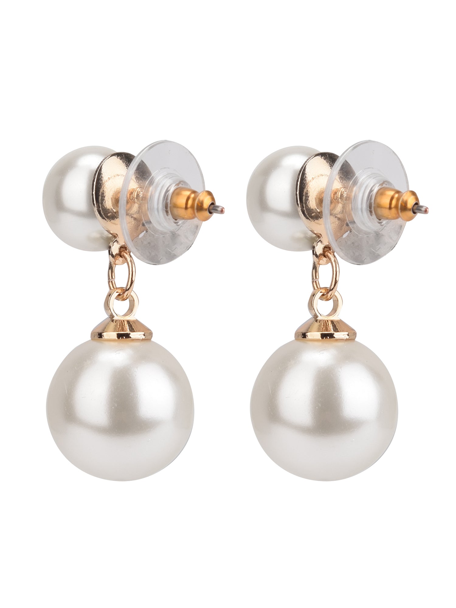 Adult Women's Gold Tone Faux Pearl Drop Metal Earring