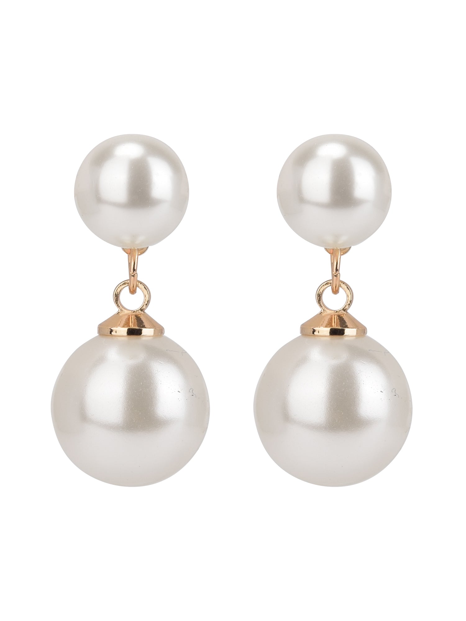 Adult Women's Gold Tone Faux Pearl Drop Metal Earring