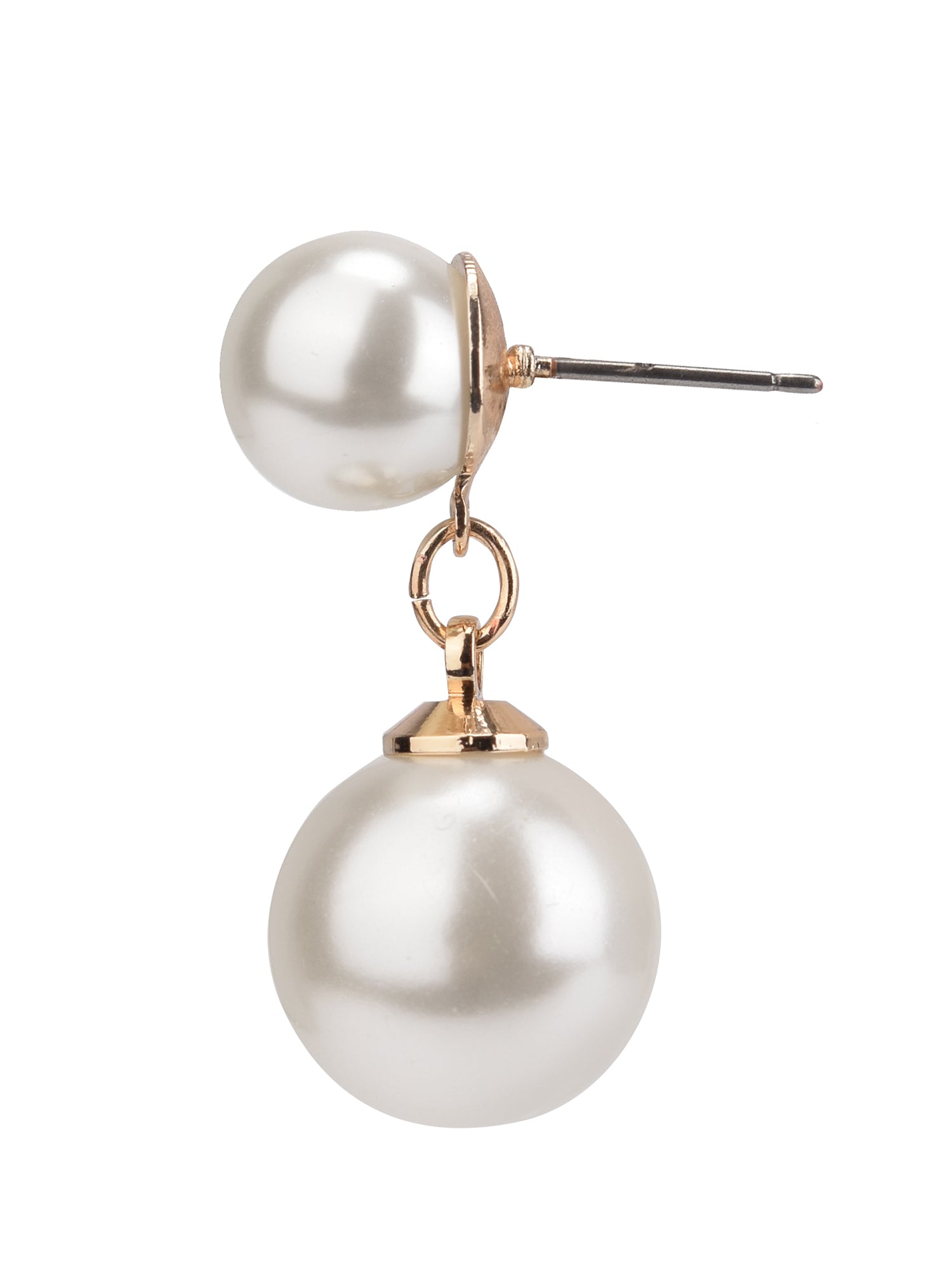 Adult Women's Gold Tone Faux Pearl Drop Metal Earring