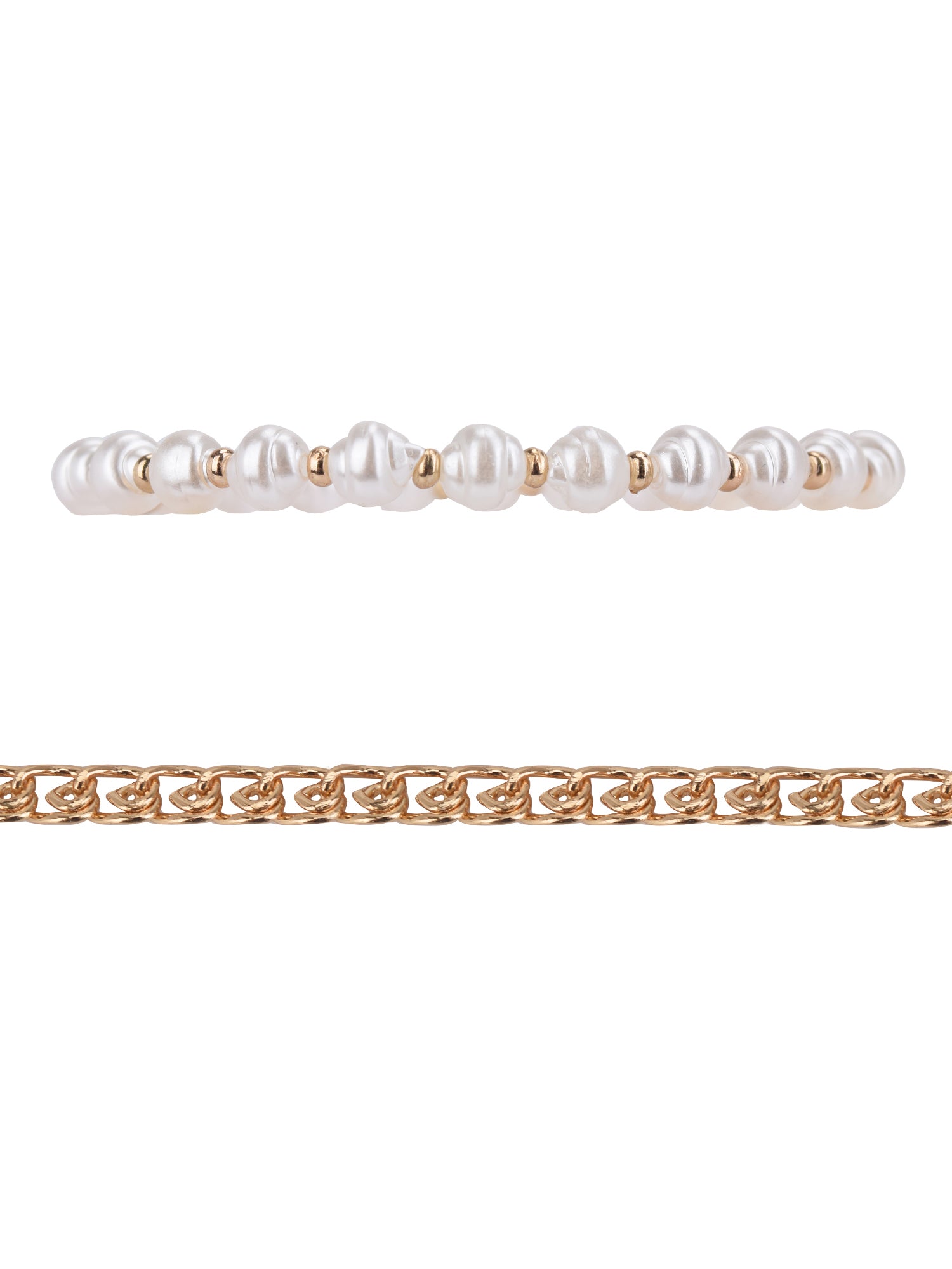 Adult Women's Gold Tone and Faux Pearl Bracelet Set