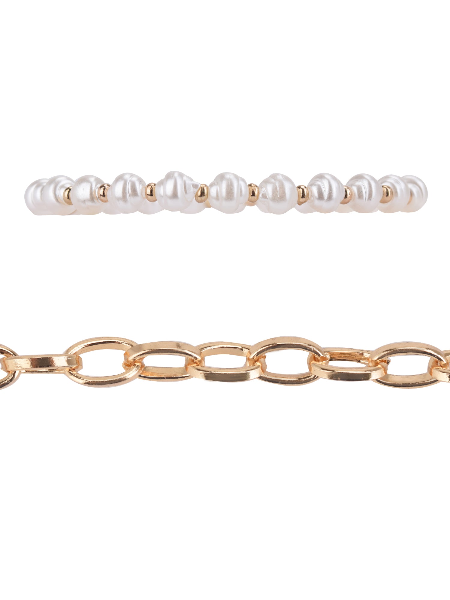 Adult Women's Gold Tone and Faux Pearl Bracelet Set