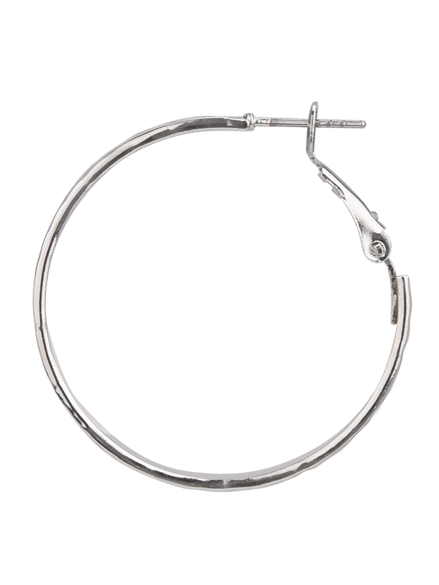 Adult Women's Silver Tone Hammered Metal Hoop Earring