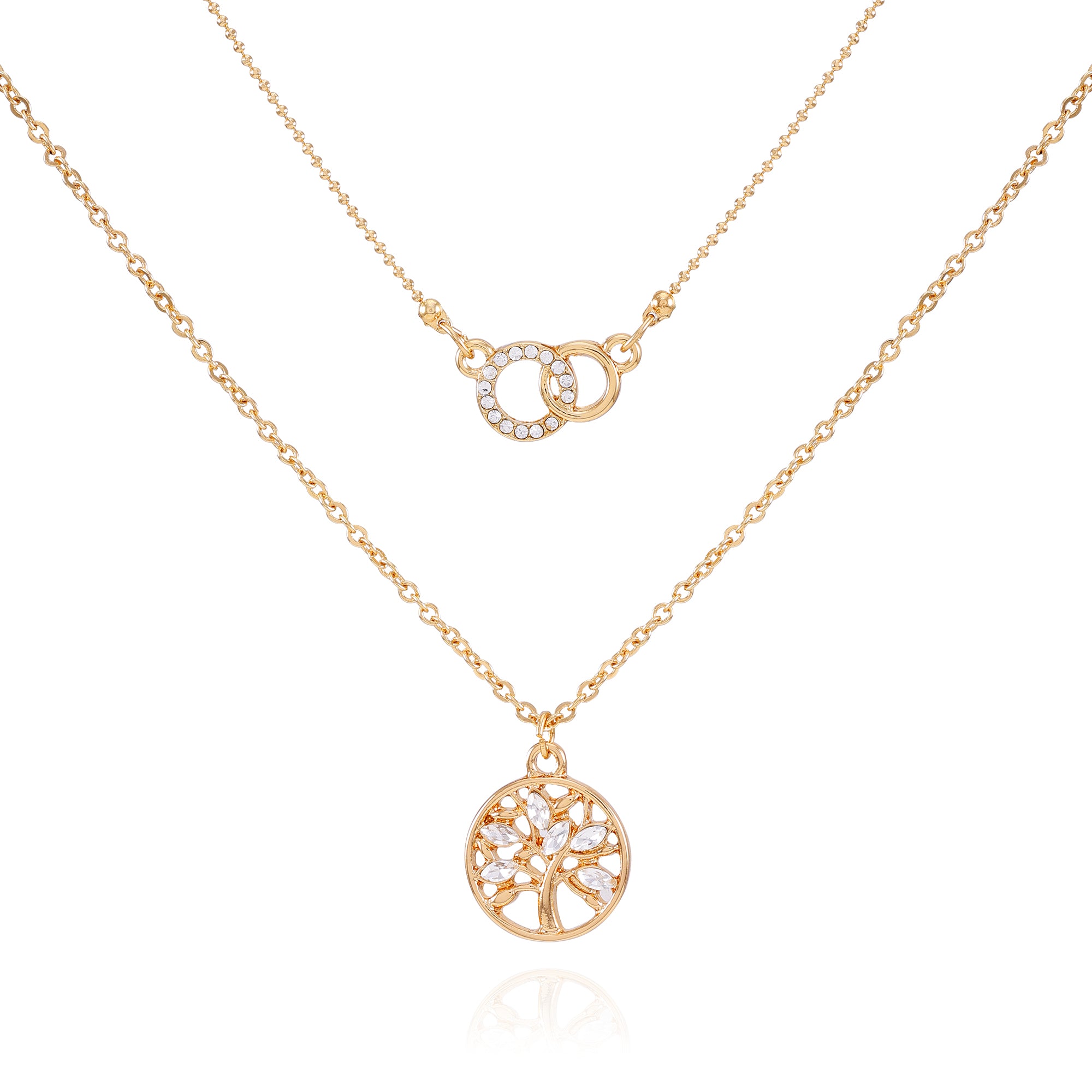 Women's Dainty Tree of Life Goldtone Necklace Set