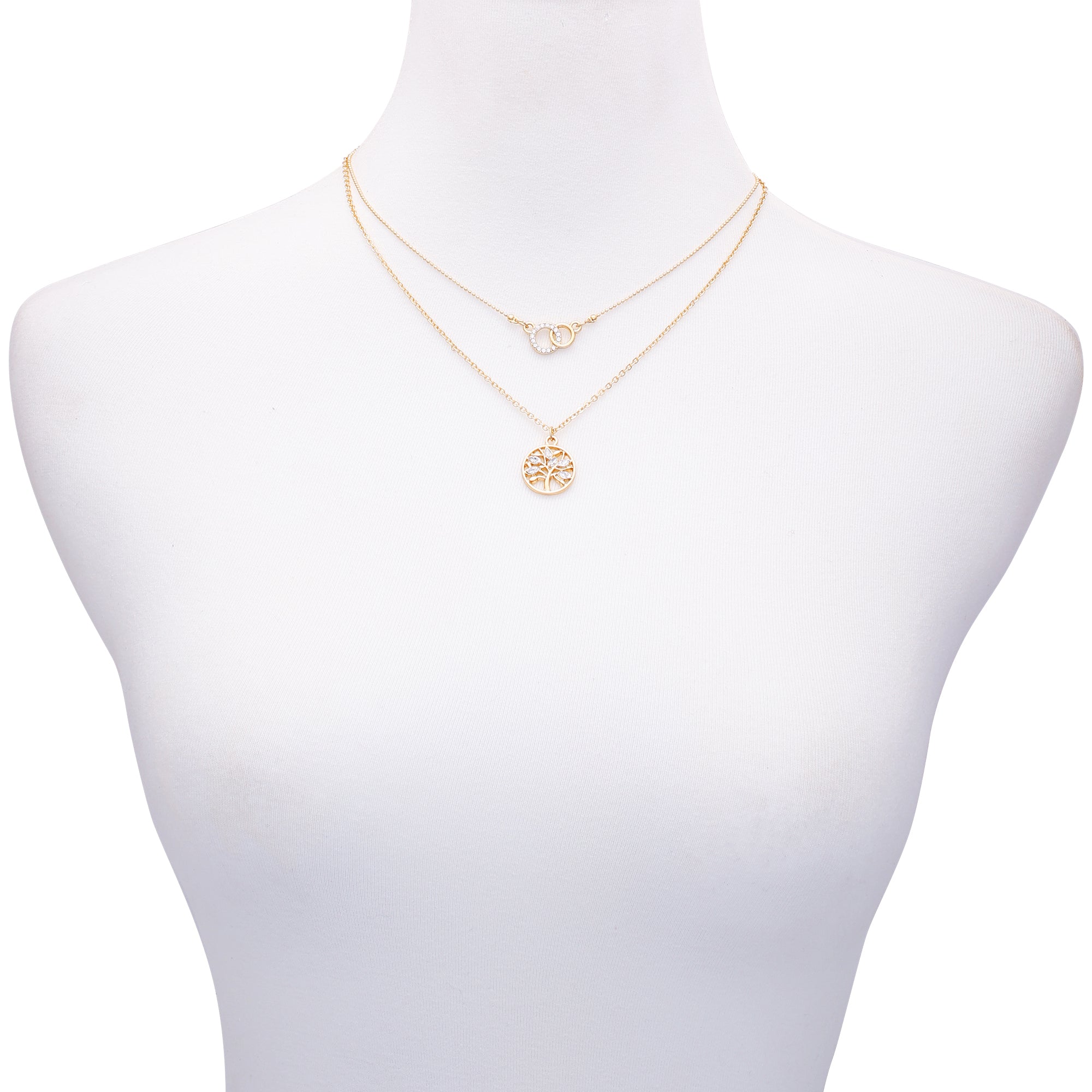 Women's Dainty Tree of Life Goldtone Necklace Set