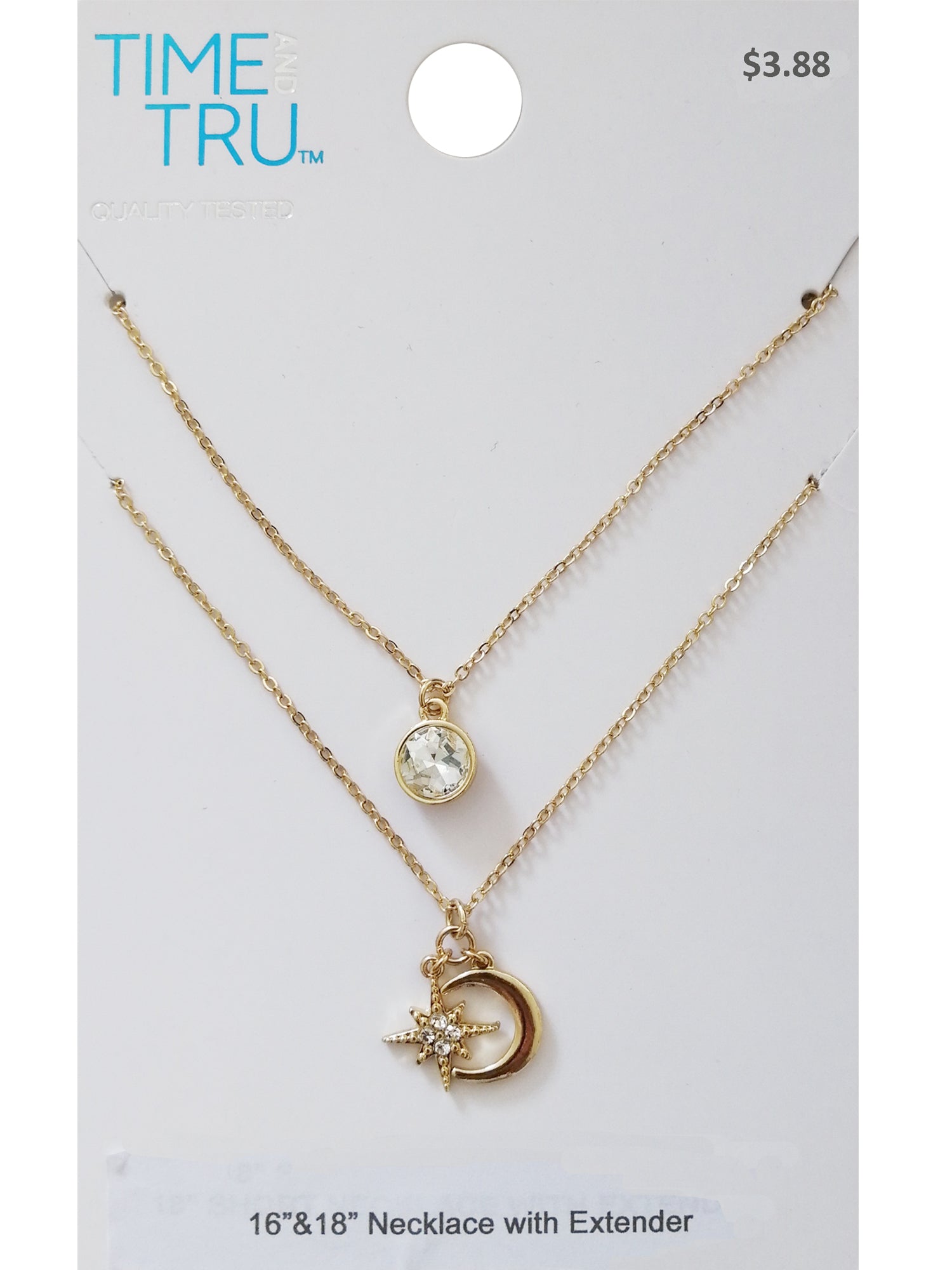 Women's Gold Tone Moon and Star Pendant Necklace Set